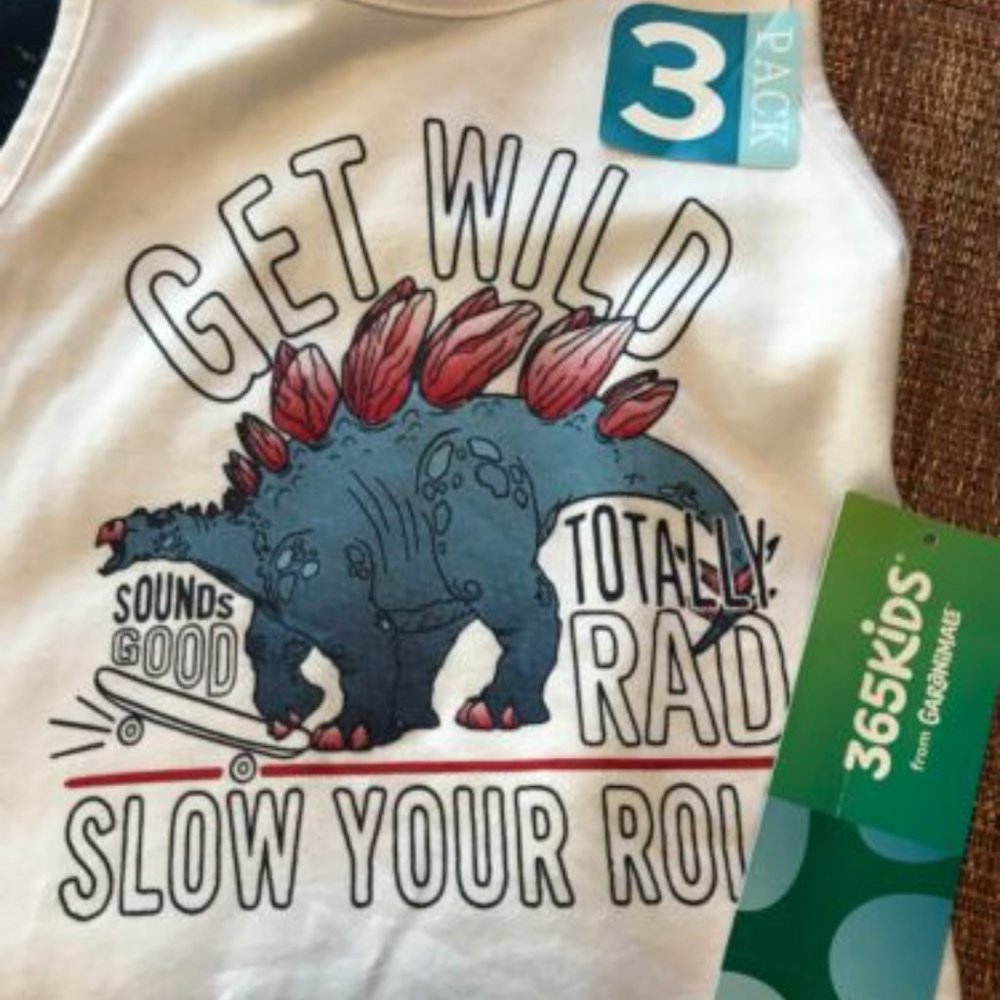 Garanimals 365 Kids 3 Pack Dino Wild/Navy/Lt Blue Tank Top Youth Size 5 Kids NEW - Picture 2 of 4